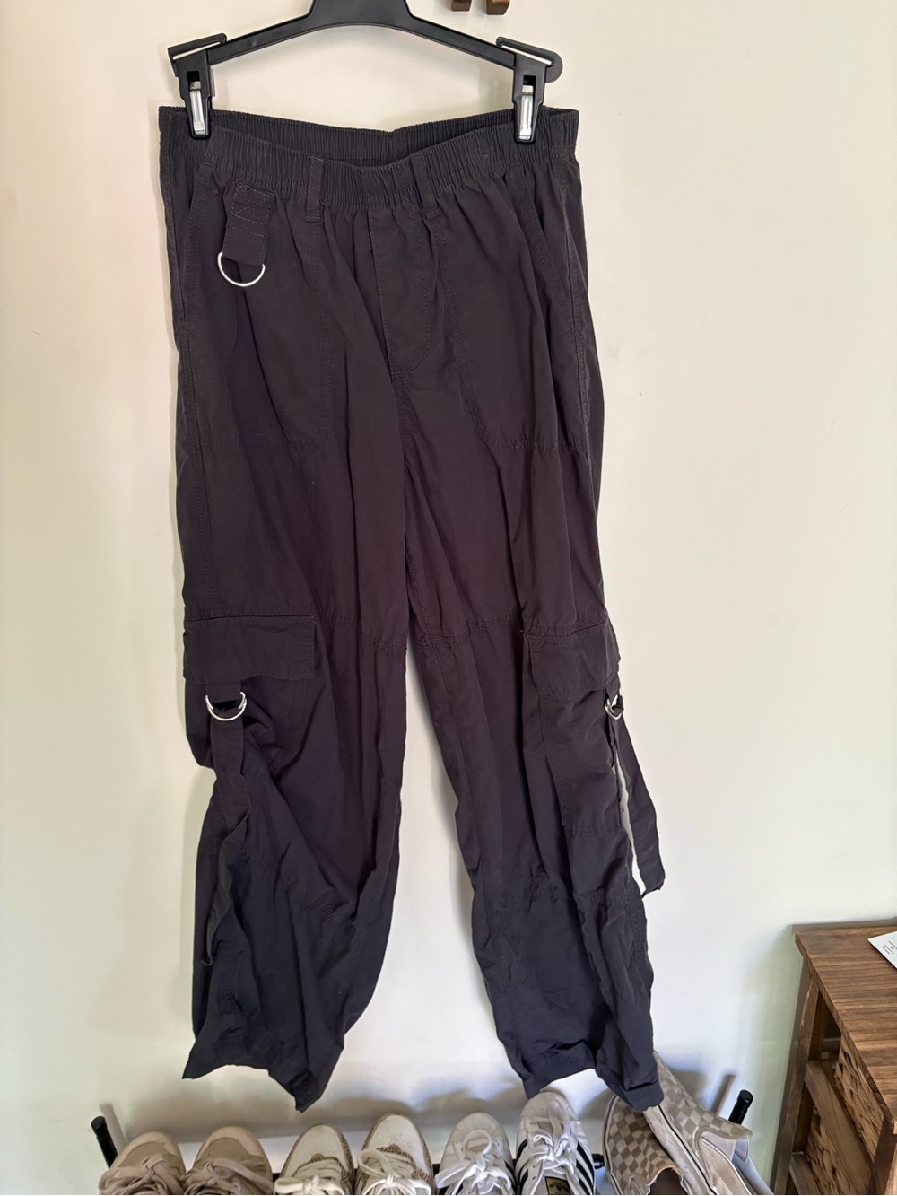 Black Men's Utility Cargo Pants with D-Ring Details